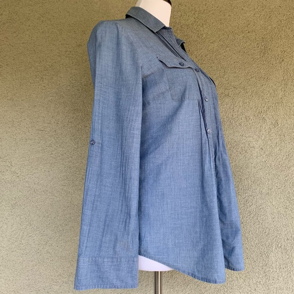 Chicos Cotton Chambray Shirt Top size 4/6 (Chico size 0) - Picture 6 of 12